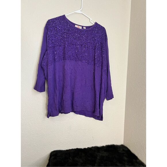 Quacker factory beaded purple tunic shirt 3x - Picture 1 of 3